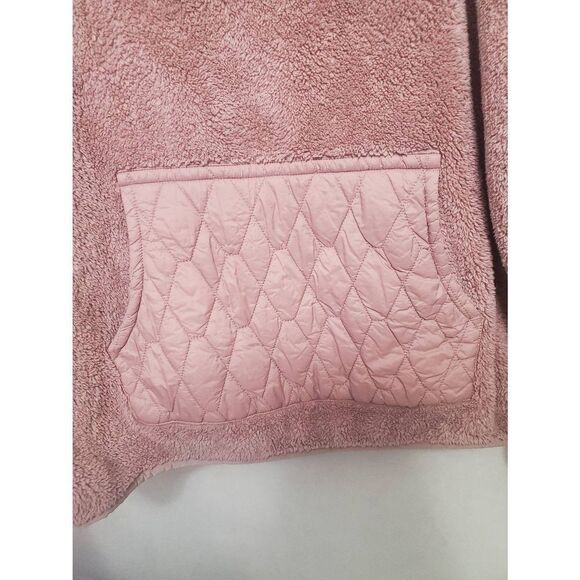 JoyLab Sweats High Pile Sherpa Quilted Pocket Blush Pink Women's Teddy Pullover - Picture 5 of 7